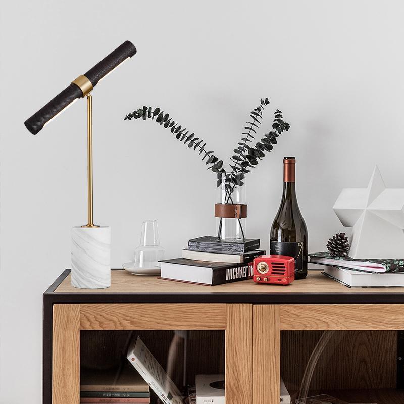 Decor Lighting Table Lamps - โคมไฟตั้งโต๊ะตกแต่ง, โคมไฟตั้งโต๊ะหินอ่อนหนังดีไซน์หรูหรา, โคมไฟห้องอ่านหนังสือส่วนตัว, โคมไฟข้างเตียงห้องนอนเด็ก
