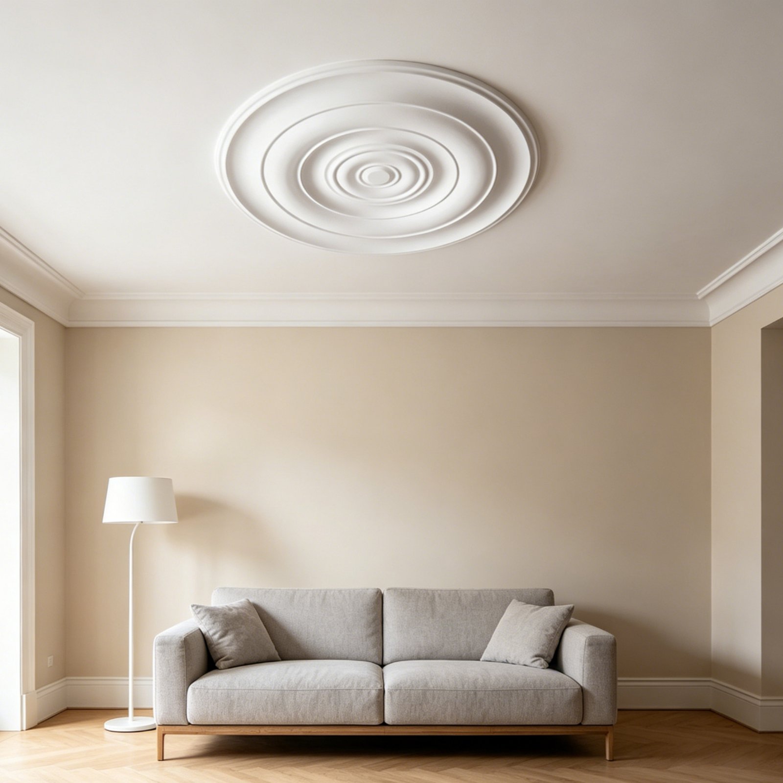 Lighting Decoration - แผ่นปิดฝ้าเพดานทรงกลม ดีไซน์ยุโรป วัสดุ PU สำหรับตกแต่งฝ้าเพดาน ป้องกันความชื้น