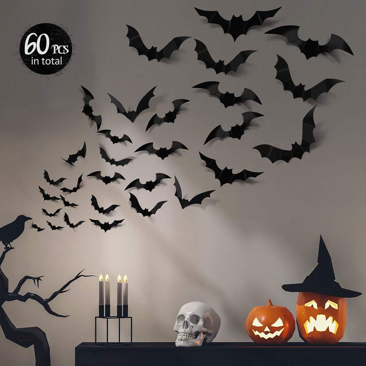 Lighting Home Decor Products - สติ๊กเกอร์ติดผนังรูปค้างคาว 3 มิติ พร้อมไฟ LED สีม่วง