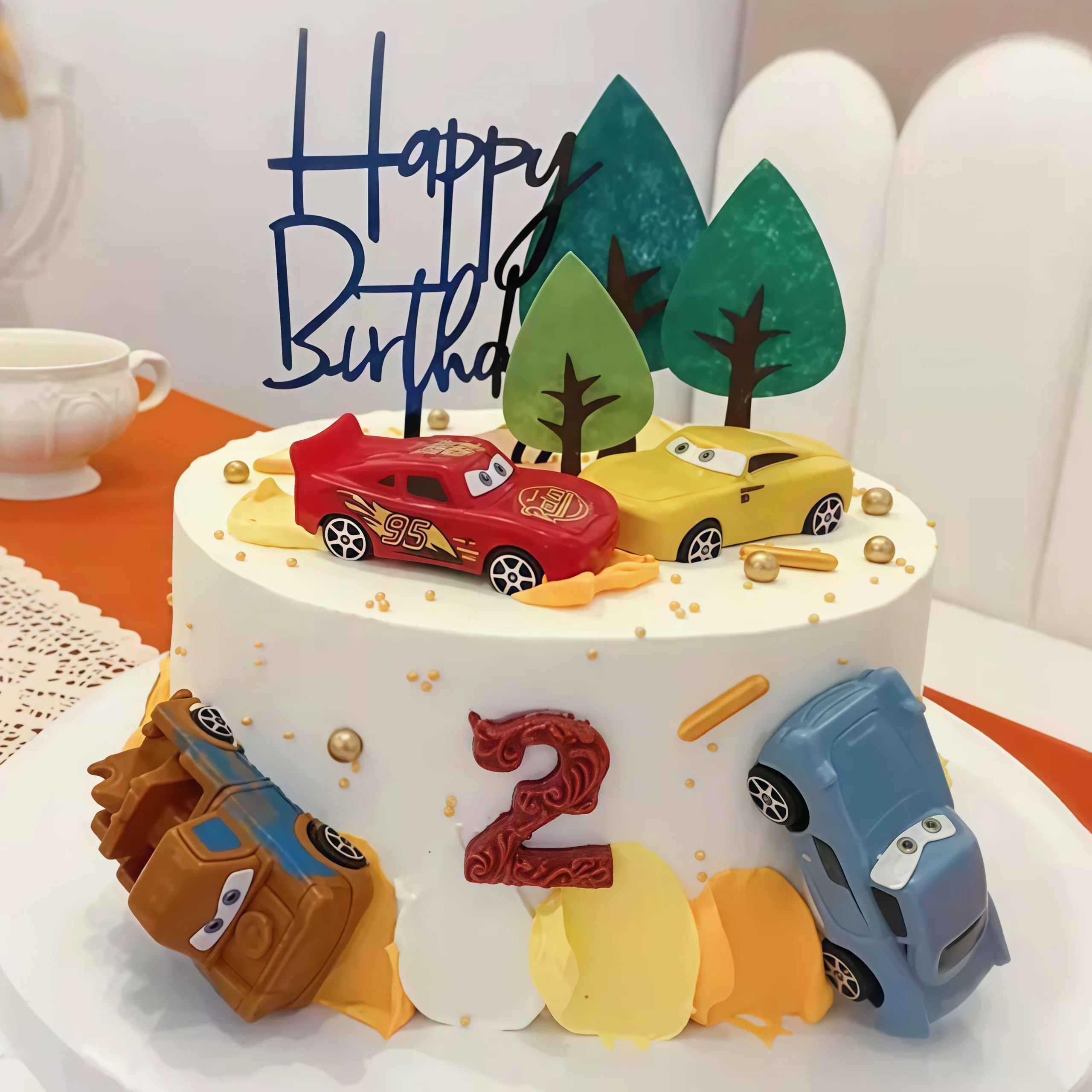 อุปกรณ์ตกแต่งเค้กวันเกิดลายรถย - Lighting Mcqueen Birthday Decor บทวิจารณ์และราคา
