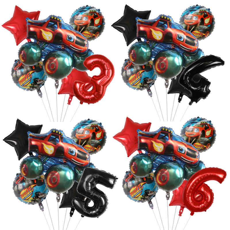 1 ชุด Blaze Monster ฟอยล์บอลลู - Lighting Mcqueen Birthday Decor บทวิจารณ์และราคา