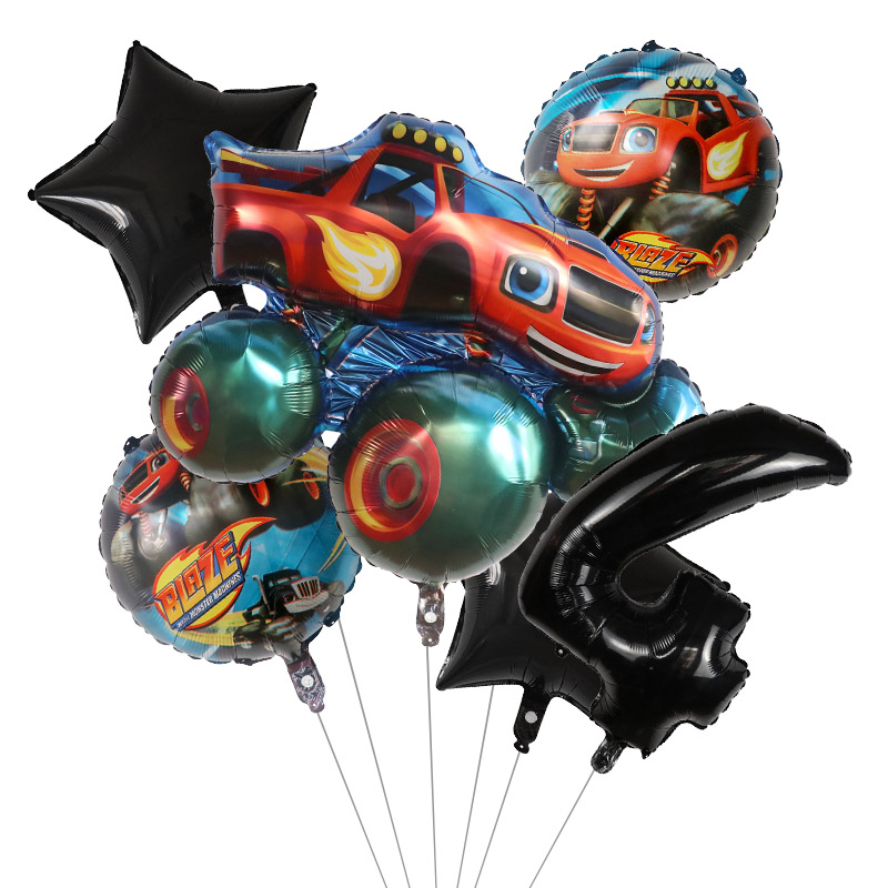1 ชุด Blaze Monster ฟอยล์บอลลู - Lighting Mcqueen Birthday Decor บทวิจารณ์และราคา