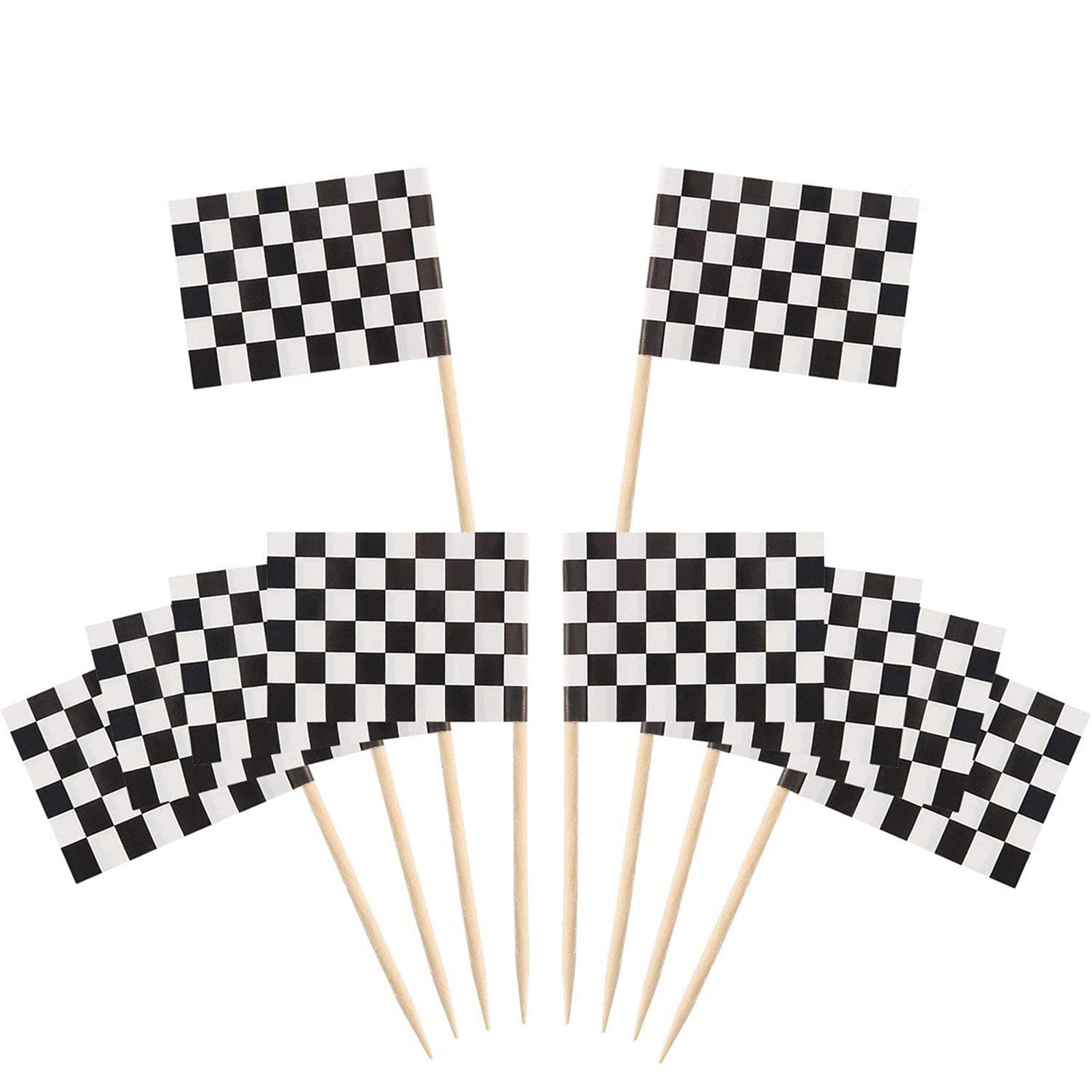 24 ชิ้น Checkered Racing Flag  - Lighting Mcqueen Birthday Decor บทวิจารณ์และราคา